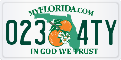 FL license plate 0234TY
