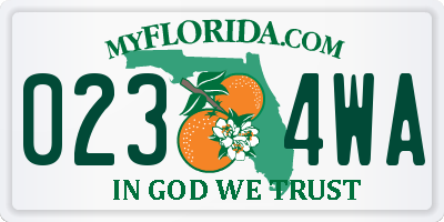 FL license plate 0234WA