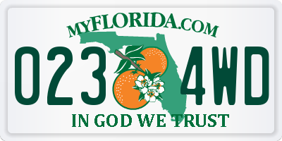 FL license plate 0234WD