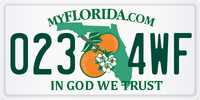 FL license plate 0234WF