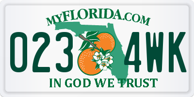 FL license plate 0234WK