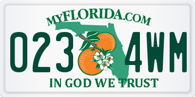 FL license plate 0234WM