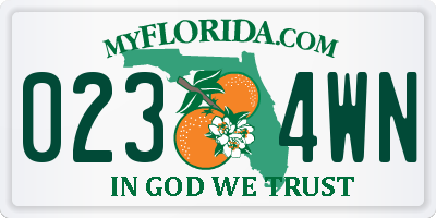 FL license plate 0234WN