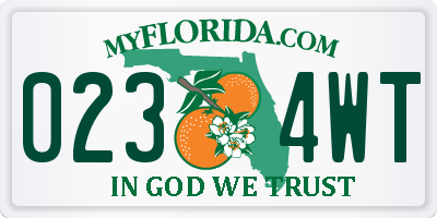 FL license plate 0234WT