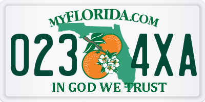 FL license plate 0234XA