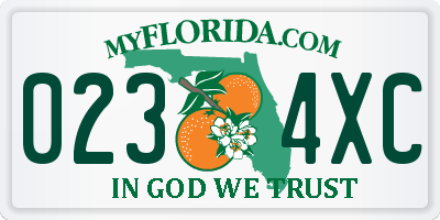 FL license plate 0234XC