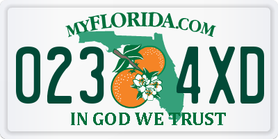 FL license plate 0234XD