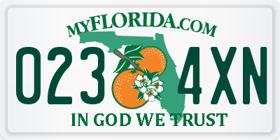 FL license plate 0234XN