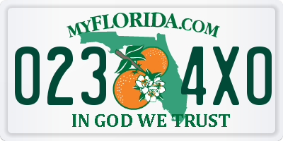 FL license plate 0234XO
