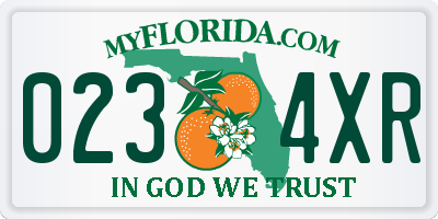 FL license plate 0234XR