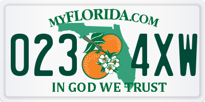 FL license plate 0234XW