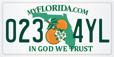 FL license plate 0234YL
