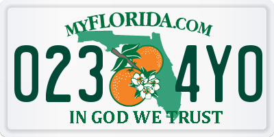 FL license plate 0234YO