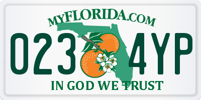 FL license plate 0234YP