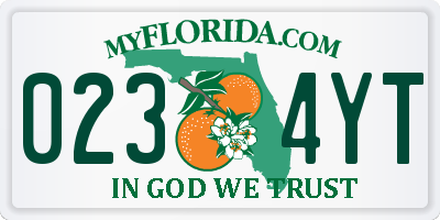 FL license plate 0234YT