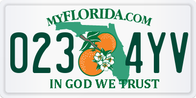 FL license plate 0234YV