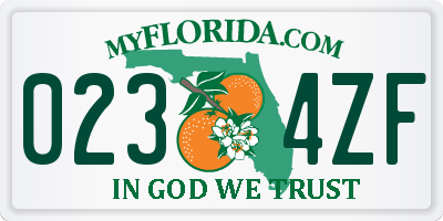 FL license plate 0234ZF
