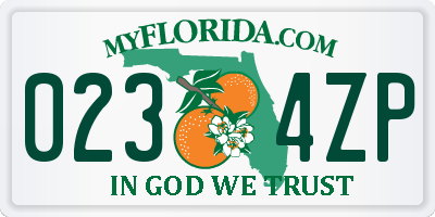 FL license plate 0234ZP