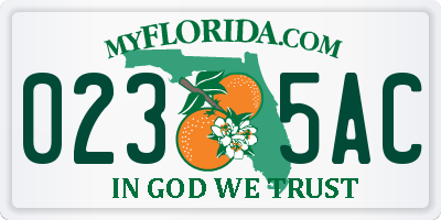 FL license plate 0235AC