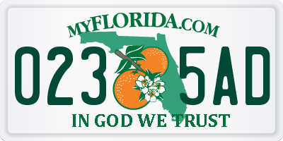 FL license plate 0235AD