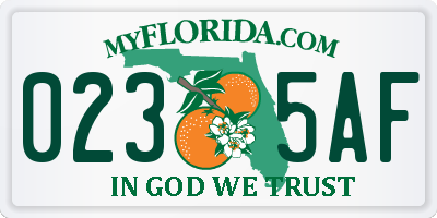 FL license plate 0235AF