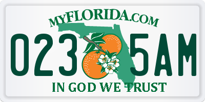 FL license plate 0235AM