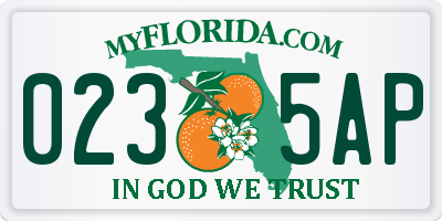 FL license plate 0235AP