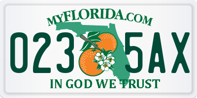 FL license plate 0235AX
