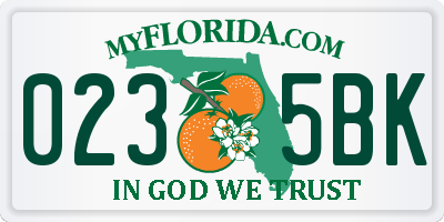 FL license plate 0235BK