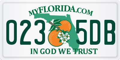 FL license plate 0235DB