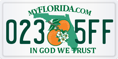 FL license plate 0235FF