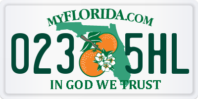 FL license plate 0235HL