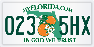 FL license plate 0235HX