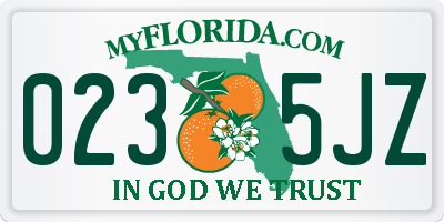 FL license plate 0235JZ