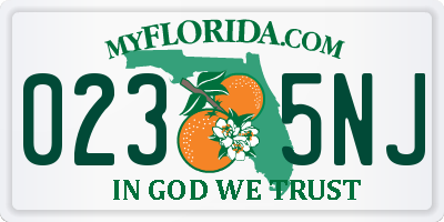 FL license plate 0235NJ