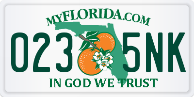 FL license plate 0235NK