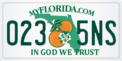 FL license plate 0235NS