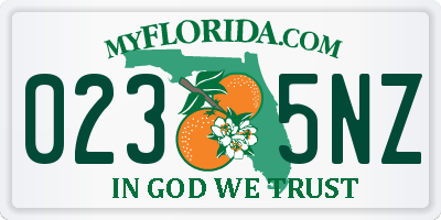 FL license plate 0235NZ
