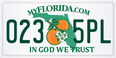 FL license plate 0235PL