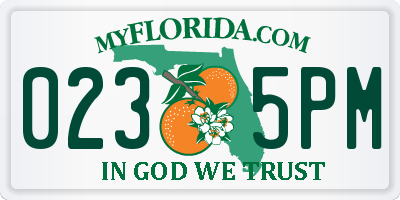 FL license plate 0235PM