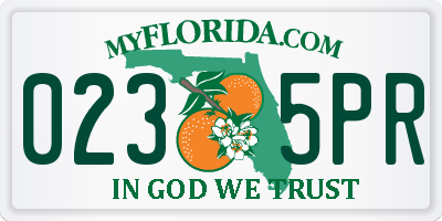FL license plate 0235PR