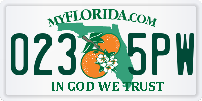 FL license plate 0235PW