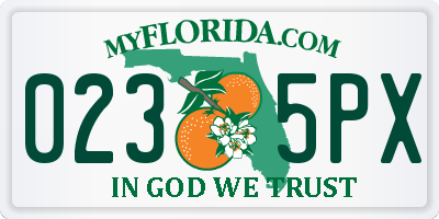 FL license plate 0235PX