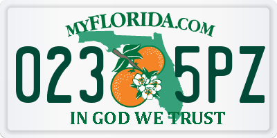 FL license plate 0235PZ