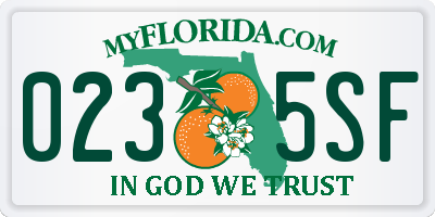 FL license plate 0235SF