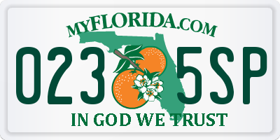 FL license plate 0235SP