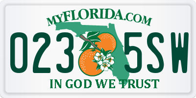 FL license plate 0235SW