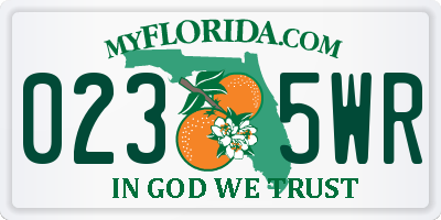 FL license plate 0235WR