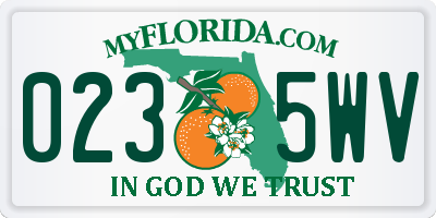 FL license plate 0235WV