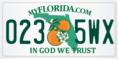 FL license plate 0235WX